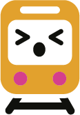 The PlanIt train mascot, wincing